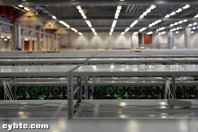 Cryptocurrency mining farm filled with mining machines